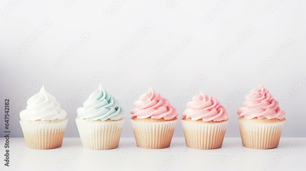 Tasty cupcakes on a white wooden table Tasty cupcakes on a white wooden table