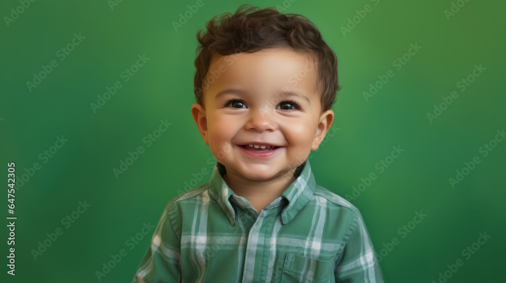 Portrait of a toddler posing against a green background. happy smiling boy Portrait of a toddler posing against a green background. happy smiling boy