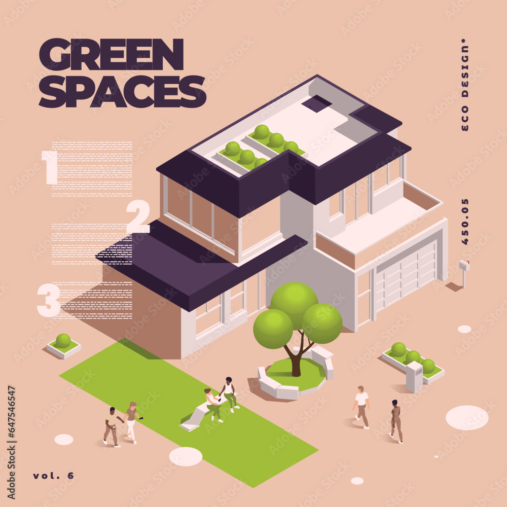 Urban City Green Spaces Eco Design Isometric Colored Composition Urban City Green Spaces Eco Design Isometric Colored Composition
