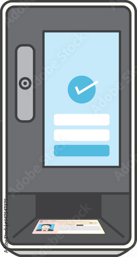 Illustration of a front view of a Facial recognition completed My Number Card reader
