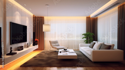 living room  Minimalist style interior design of modern living room with tv.