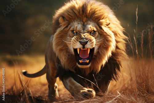 the lion roared angrily