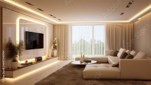 photograph of Luxury home interior design of modern living room © JKLoma
