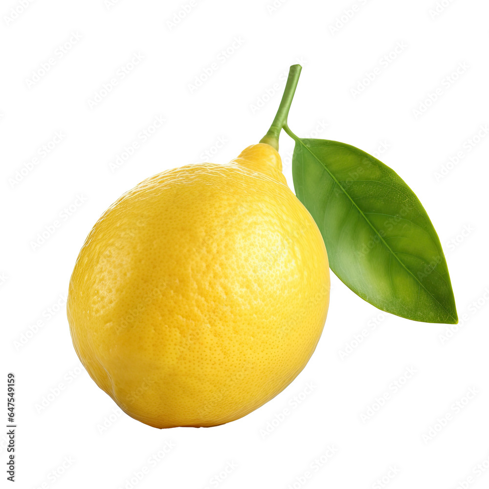 Fresh Lemon Whole Yellow Fruit with leaf