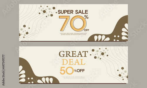 great deal horizontal banner template with floral and flower ornament