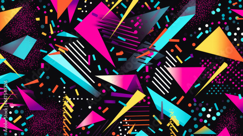 Obraz na płótnie Colorful 80s or 90s Retro pattern, shapes and design for print, textile or background