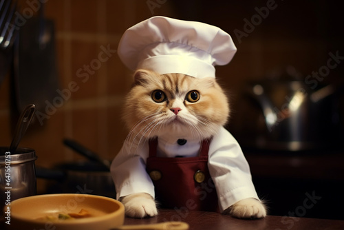 cute cat wearing chef uniform