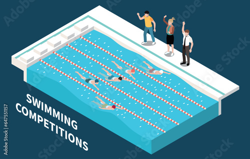 Swimming Competitions Isometric Illustration