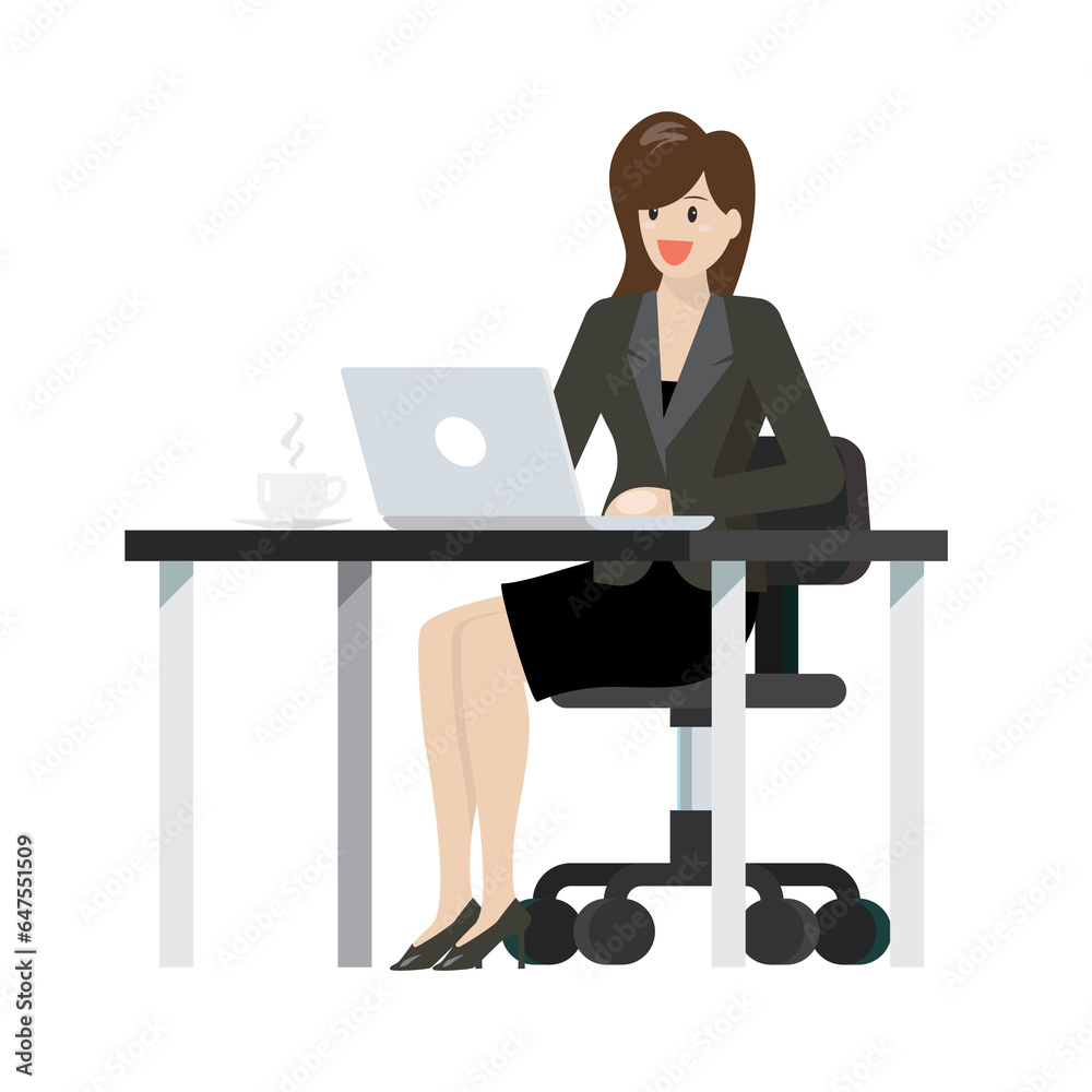 Business woman working on a laptop at office desk Business woman working on a laptop at office desk
