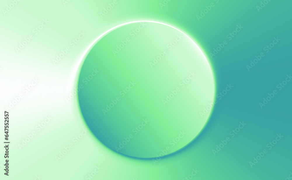 Glowing circle gradient background in green.Luxury Abstract frame backdrop with copy space for multi purpose.Green sphere with shadow vector illustration geometric graphic texture background.
