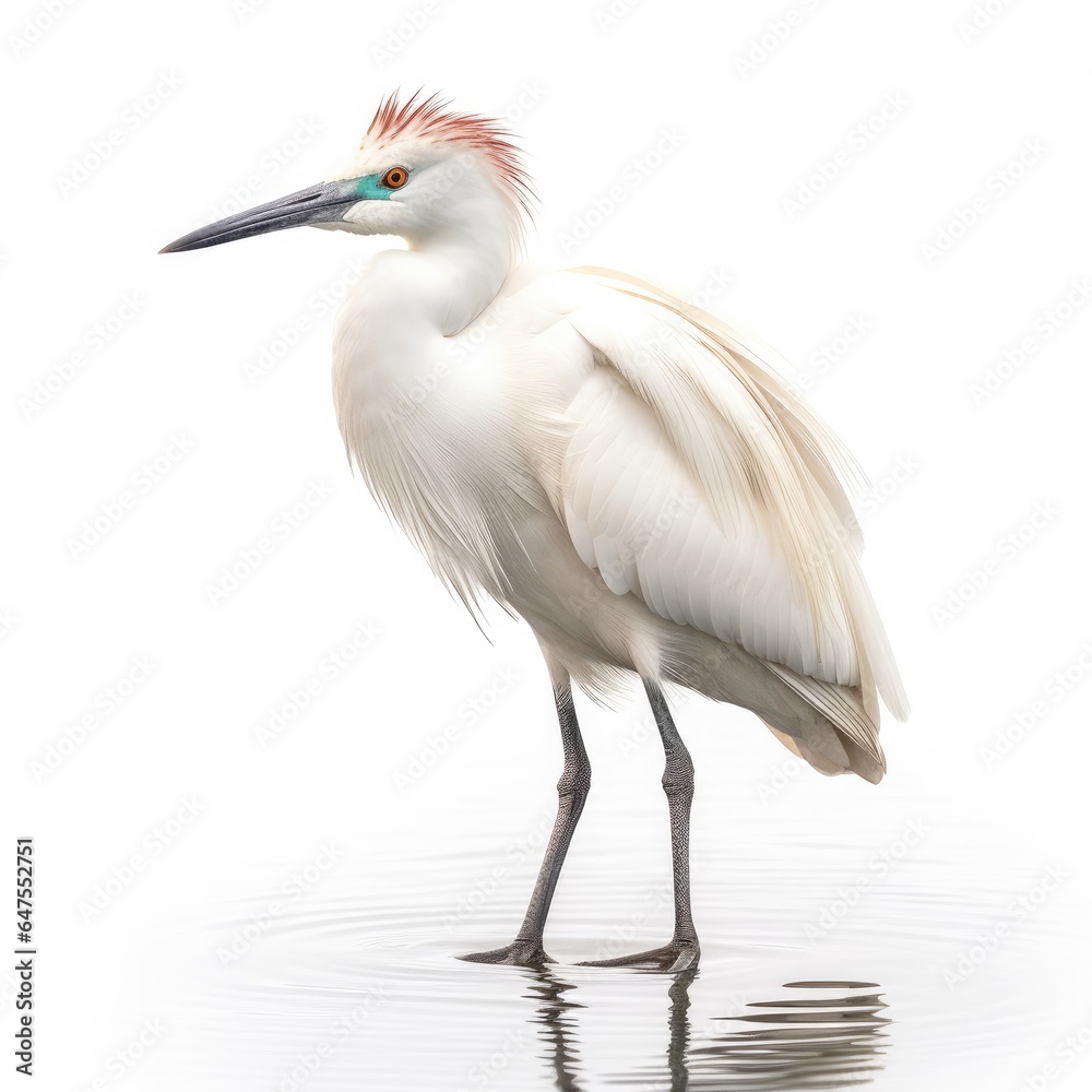Fototapeta premium Little egret bird isolated on white background.