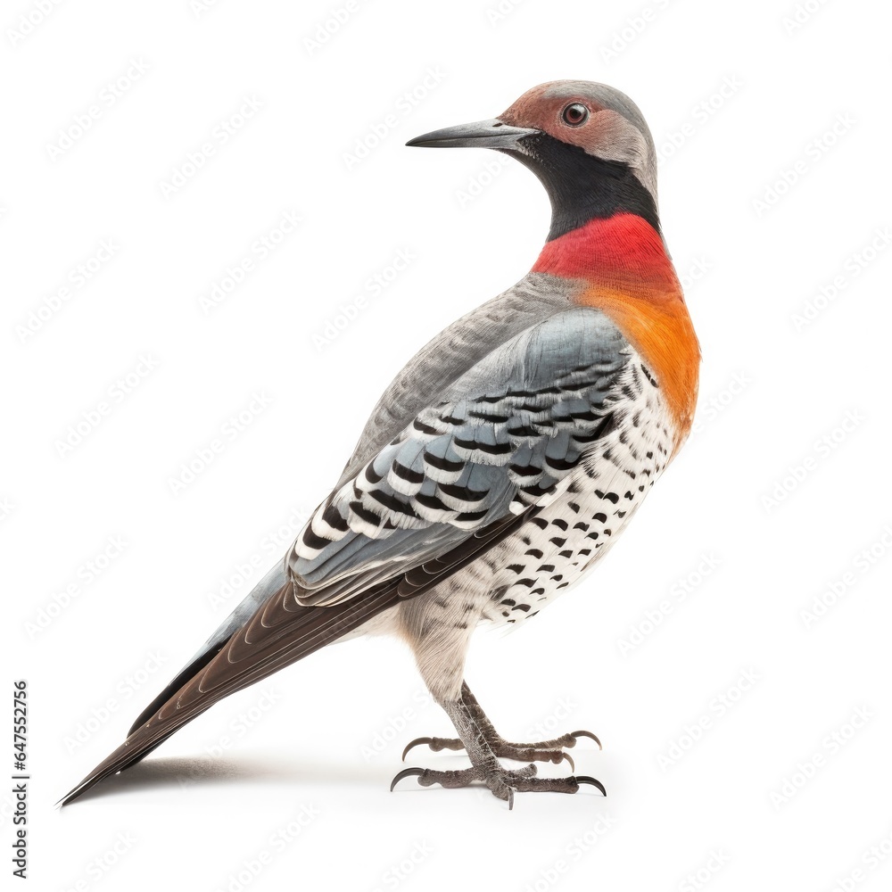 Fototapeta premium Northern flicker bird isolated on white background.