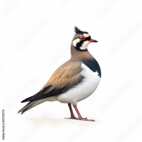 Northern lapwing bird isolated on white background.
