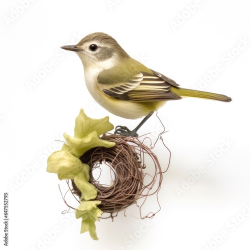 Philadelphia vireo bird isolated on white background. photo