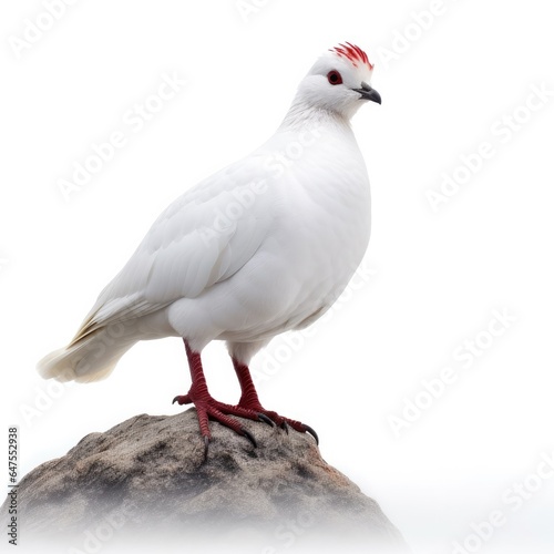 Willow ptarmigan bird isolated on white background.