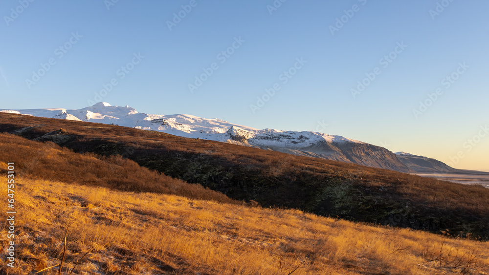 Landscape Iceland with snow-capped mountains