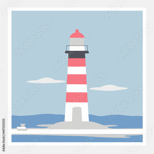 Summer Sea Landscape Lighthouse, vector, illustration, wallpaper (generative ai)