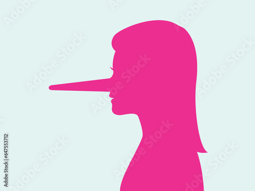 A silhouette of a woman with long nose. Isolated Vector Illustration