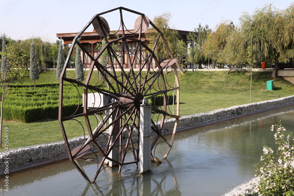 Water wheel in the park, Tashkent, Uzbekistan Water wheel in the park, Tashkent, Uzbekistan