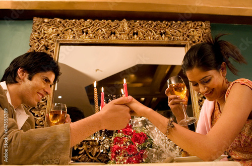Couple sharing a romantic evening at a restaurant