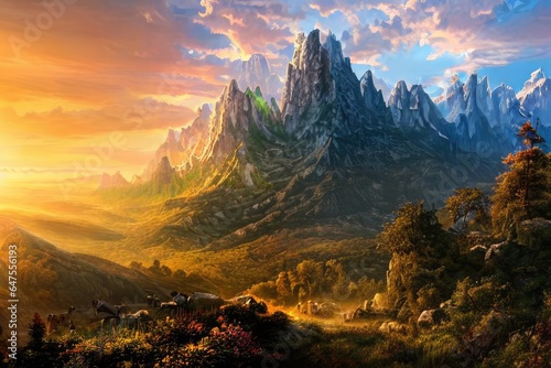 Landscape of a sunrise on a mountain