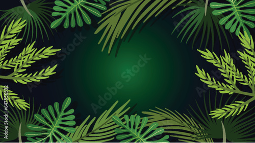 Green Tropical Plants Border Frame Background