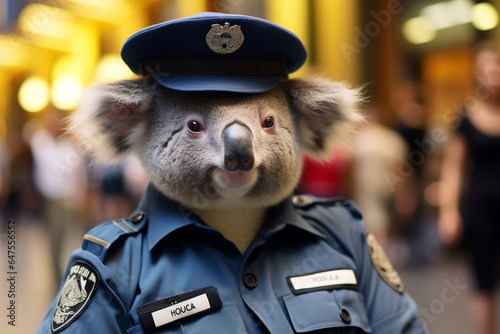 koala wearing a police uniform photo