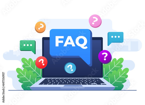 Frequently asked questions concept flat illustration vector template, Questions of answers, FAQ, Q&A