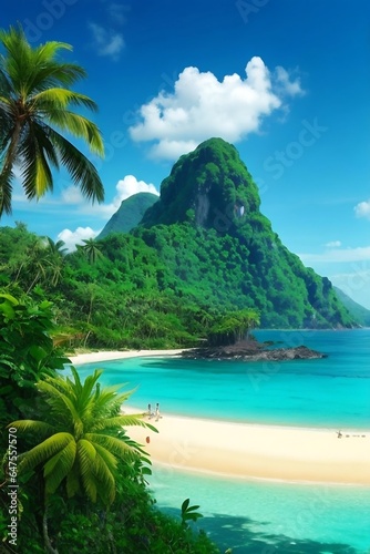 beach with coconut trees