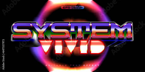 Retro shiny Y2K editable text effect system vivid
