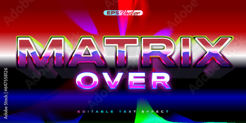 Retro shiny Y2K editable text effect matrix over