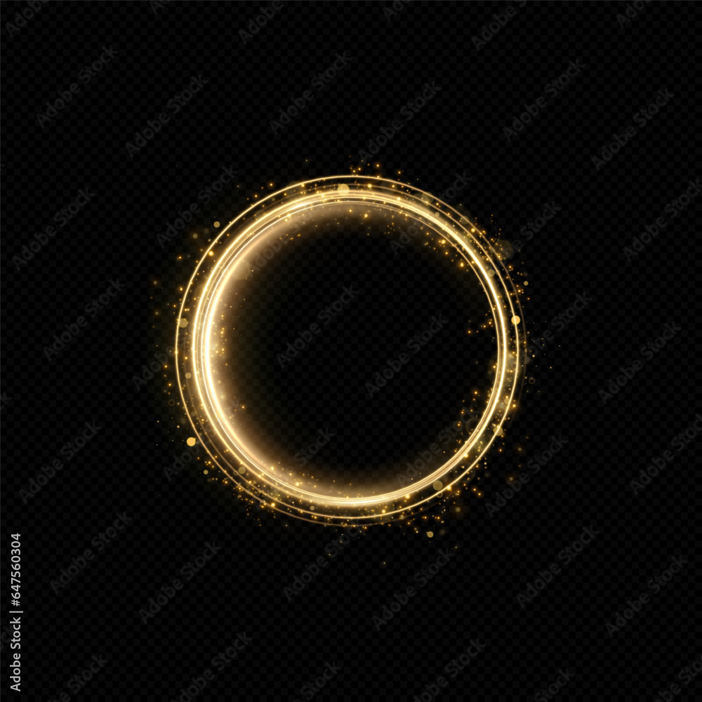 Abstract sparkling golden frame light effect on transparent background ...