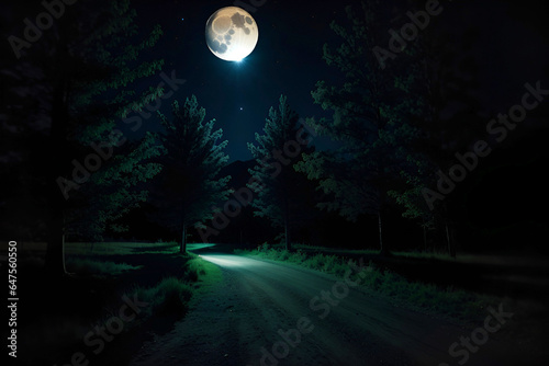 night landscape with moon - AI generated