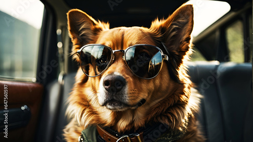 portrait of a fashionable dog,wearing sunglasses - AI generated © Nirodha