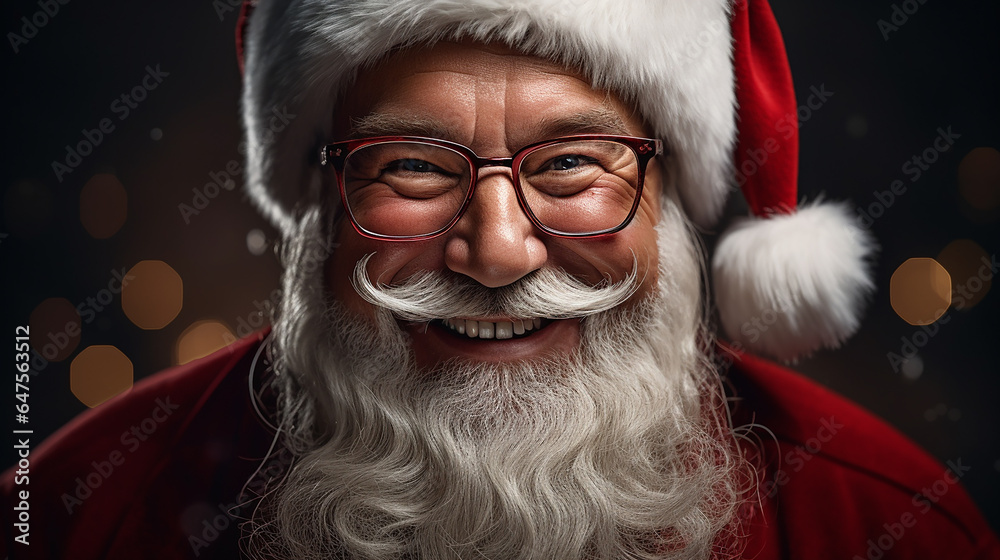 Photo of happy Santa Claus in eyeglasses looking at camera Photo of happy Santa Claus in eyeglasses looking at camera