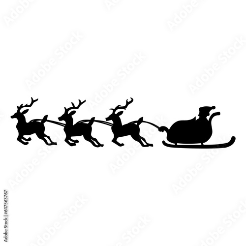 Silhouette of santa claus and reindeer carriage