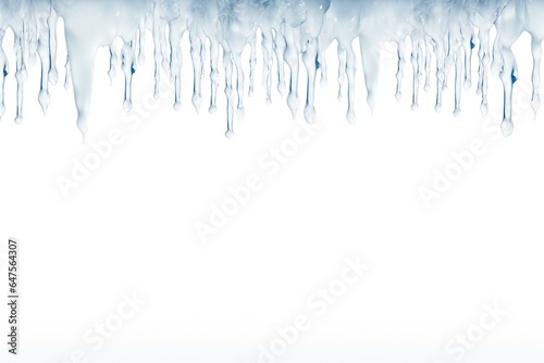 Icicles border on white background with empty copy space Generative AI