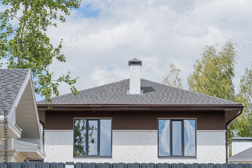 Shingles texture - close up view of asphalt roofing shingles