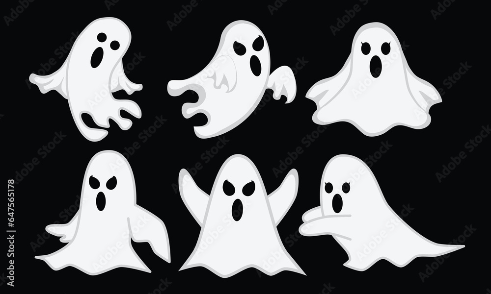 vector graphics of a white ghost with various expressions vector graphics of a white ghost with various expressions