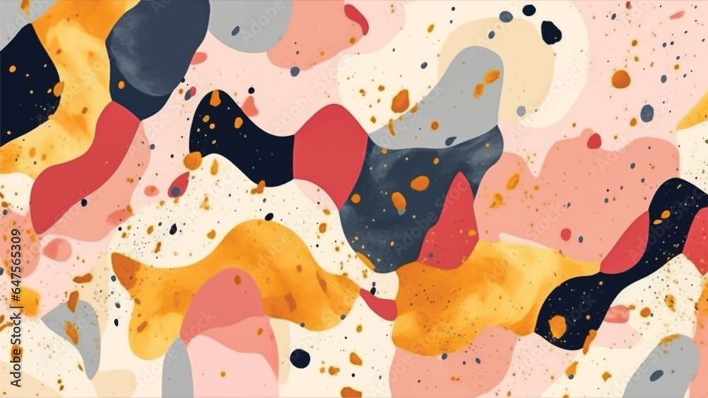Fototapeta premium Abstract Geometric Background. Hand drawn pastel colorful contemporary trendy pattern printable wallpaper backdrop, Fashionable template vector for design.
