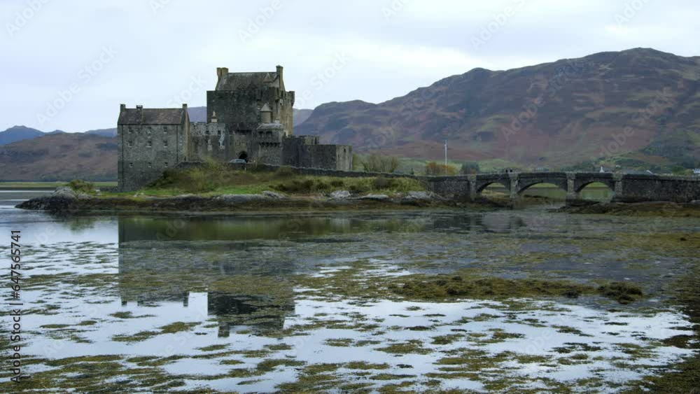 Beautiful Wide Shot of Scotland Castle and Bridge Ruins Beautiful Wide Shot of Scotland Castle and Bridge Ruins