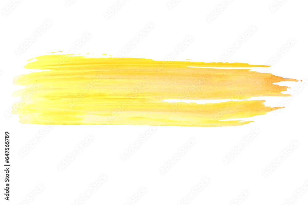 PNG, stroke of yellow paint, isolated on white background