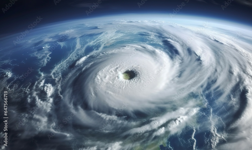 Super Typhoon, tropical storm, cyclone, tornado, over ocean. Weather background.