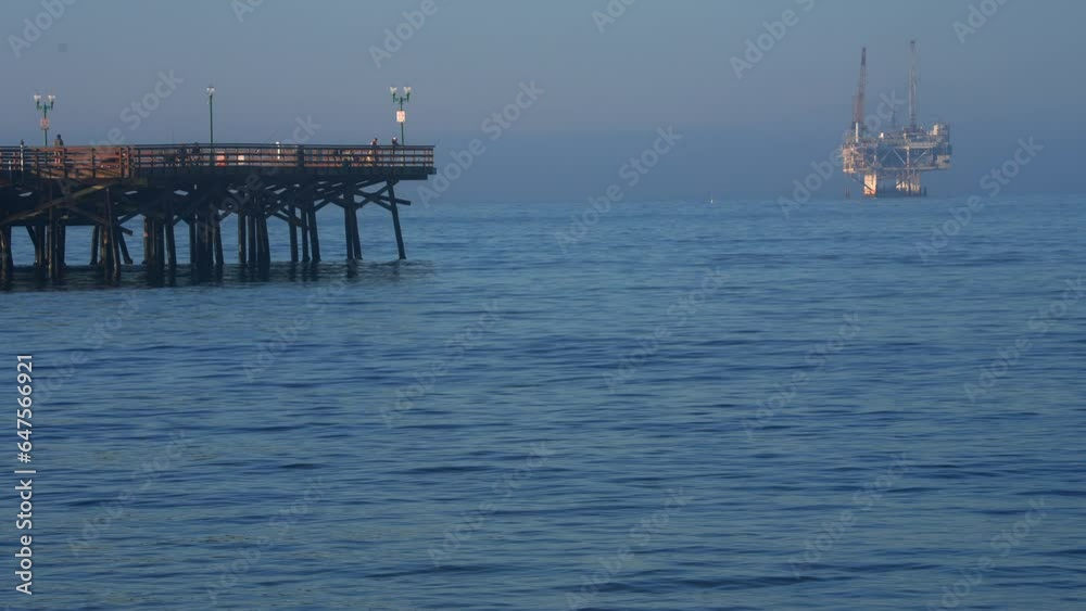 Oil rig platform off of Seal Beach Pier in California Oil rig platform off of Seal Beach Pier in California