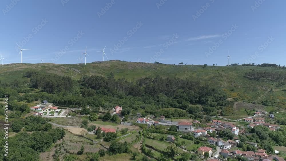Aerial View of Green Mountain with Wind Turbines Aerial View of Green Mountain with Wind Turbines