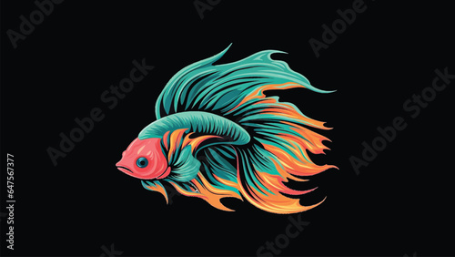 Modern colorful betta fish logo, fish mascot e-sport logo. Vector Illustration.