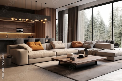 Modern luxury living room interior with stylish comfortable sofa © Gbor