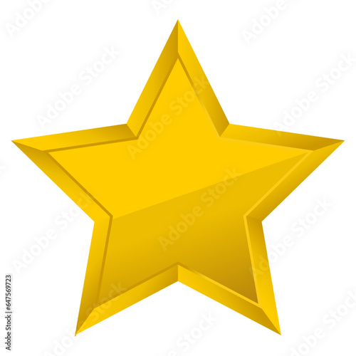 Gold star isolated on transparent background.