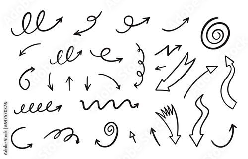 Arrows set icons black color line art vector illustration