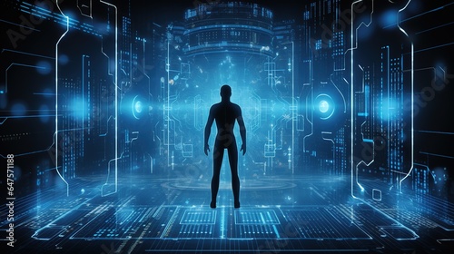 Anatomy human body robot digital circuit technology.AI generated